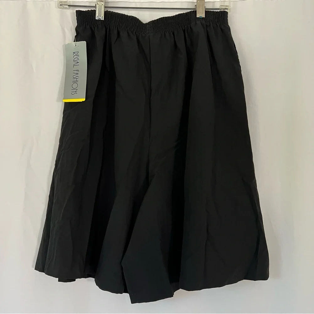 Regal Vintage 80s Elastic High Waist Stretch Casual Bermuda Shorts Black